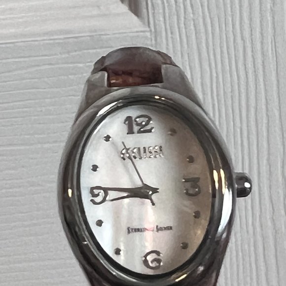 ECCLISSI Sterling Silver MOP Face #22690 Brown Leather Band Wrist Watch - Picture 4 of 8